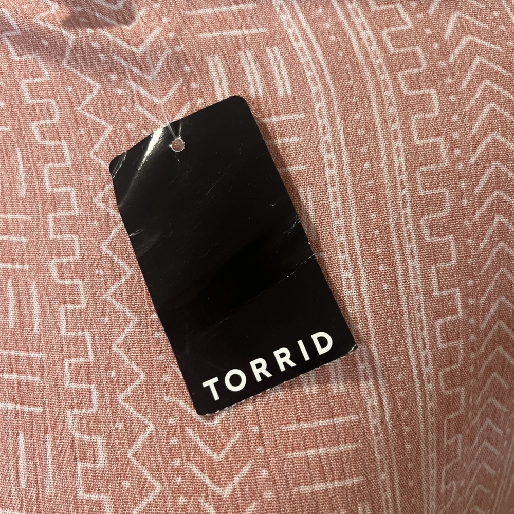 NWT Torrid Women's 5/6 Pink Mudcloth Kimono Rose Stripe 5X 6X Cardigan Coverup - Picture 8 of 8